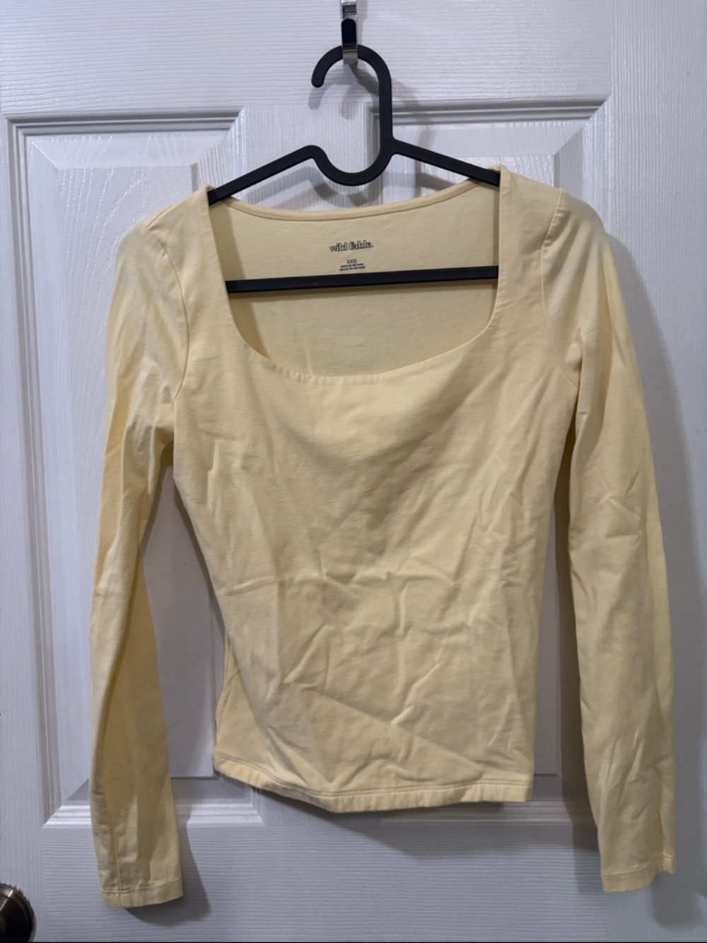 2 wild fable Long Sleeve Scoop Neck Tops (1 pale yellow, 1 navy blue)
